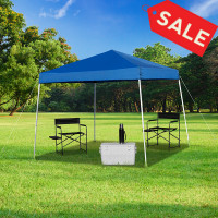 Flash Furniture JJ-GZ88-BL-GG 8'x8' Blue Outdoor Pop Up Event Slanted Leg Canopy Tent with Carry Bag